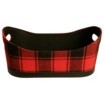 Buffalo Plaid Basket With Handles Red and Black