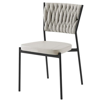 New Pacific Direct Leander 17.5" Metal & Fabric Dining Chair in Gray (Set of 4)