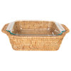 Artifacts Rattan™ Square Baker Basket with Pyrex, Honey Brown