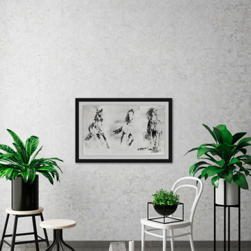 "Running Horses 2" Framed Painting Print