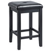 Upholstered Square Seat Barstool, Black, 24" Seat Height, Set of 2