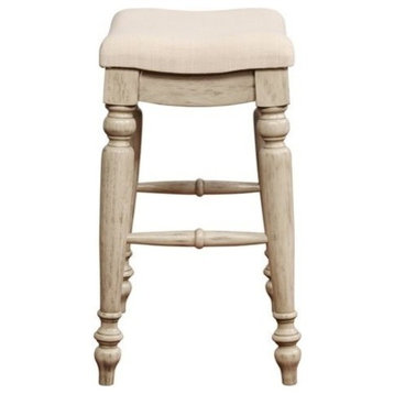 Linon Marino 25" Wood Backless Counter Stool in White Wash