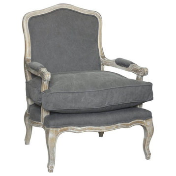 American Home Classic Rodney 24" Farmhouse Fabric Lounge Chair in Frost Gray