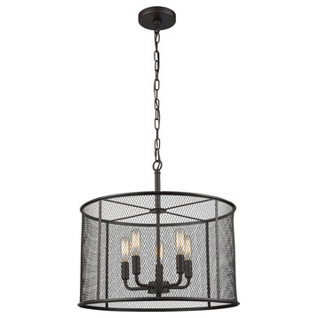 Williamsport 5-Light Chandelier, Oil Rubbed Bronze With Black Metal Shade