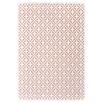 Weave & Wander Qazi Textured Lustrous Geometric Area Rug, Pink/White, 7'6"x10'6"