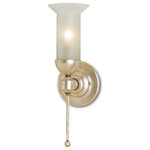 Currey & Company - Pristine Silver Wall Sconce - Diminutive in size, the profile of the Pristine Silver Wall Sconce references vintage designs. The burnished silver leaf finish and shape of the tall opaque glass shade contribute to its enduring style. The Pristine is certified for damp locations. We also offer this sconce in a gold leaf finish.