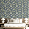 Jacobean Style Floral Non Woven Wallpaper, Navy, Double Roll