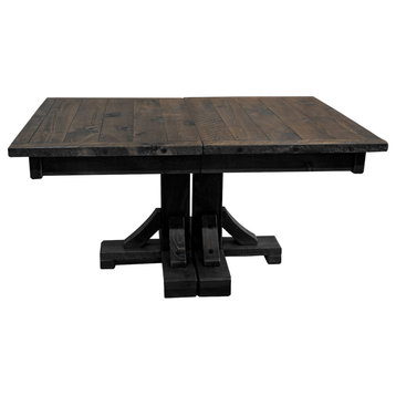 Barnwood Style Timber Peg Pedestal Extension Table, Dusk, 2-Leaf 42" X 66"