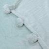 Pom Pom Flannel Fleece Throw Blanket, Harbor Grey, 60" X 80"