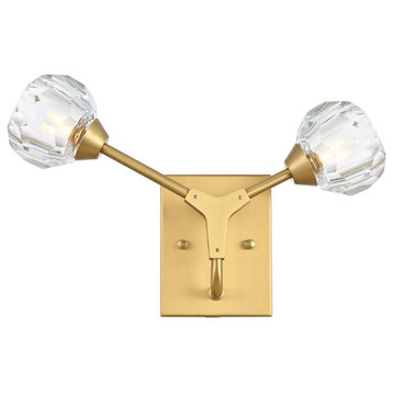 Zayne 2-Light Wall Sconce, Gold And Clear