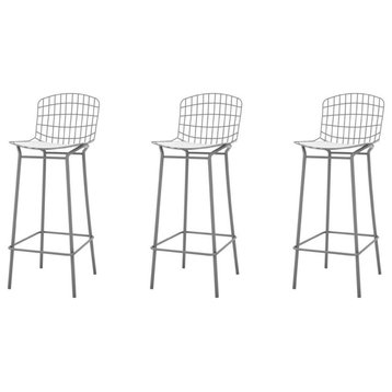 Madeline Barstool, Set of 3, Charcoal Grey and White