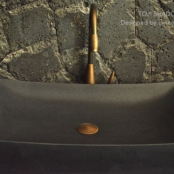 TOJI SHADOW 27"X16" BLACK GRANITE BATHROOM VESSEL SINK