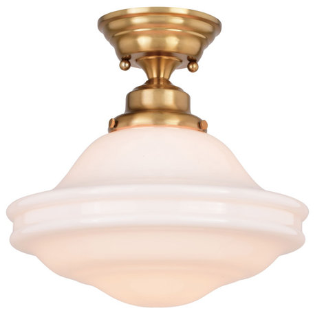 Huntley 12" 1 Light Semi-Flush Natural Brass