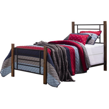 Hillsdale Furniture Raymond Metal Twin Bed with Wood Posts and Frame
