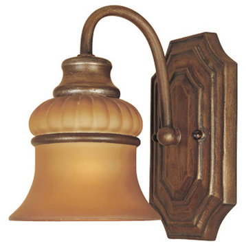 Bavarian Bronze and Sienna Mist Glass Wall Sconce