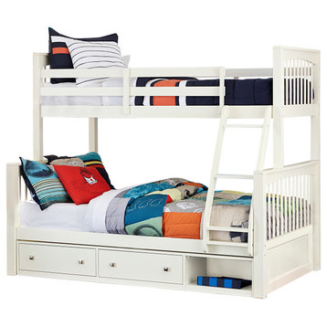 Hillsdale Pulse Wood Twin Over Full Bunk Bed With Storage, White