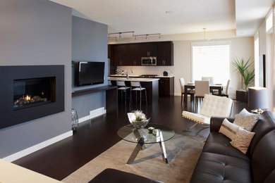 Example of a trendy living room design in Calgary