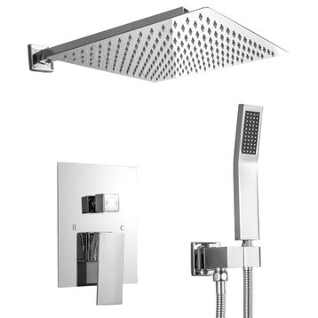 Concealed Wall Mount Shower Head With Handheld Shower and Shower Hose, Chrome