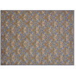 Bareens Designer Rugs - Bohemien Ziegler Spauldin Blue Gold Hand-Knotted Wool Rug - 8'9'' x 11'9'' - Enhance the ambiance of your home with this magnificent Persian-influenced Turkish hand-knotted rug made by skilled artisans capable of creating the most exceptional vegetable dyes and hand-spun wool. This exquisite handmade rug is a one-of-a-kind Peshawar Kafkaz, otherwise identified as Chobi, Chobi Peshawar, Oushak, or Ziegler rug. These handmade rugs are crafted in Pakistan utilizing superior-quality wool imported from Australia, New Zealand, and Korea in two types of weaves: the Persian weave and the Mori weave. This rug is meticulously crafted by hand using the finest natural vegetable dyes extracted from local plants. The artisans use a blend of hand-spun local and fine merino wool, resulting in a rug with a compelling texture, higher lanolin content, and longer staple. The artisans occasionally incorporate natural or artificial silk into the pile to enhance specific motifs. The finished product is an awe-inspiring execution of flawless design and an understated palette that exudes elegance.