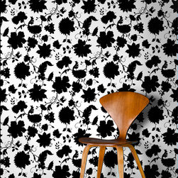 White Floral Toile Wallpaper Tiles - Wallpaper