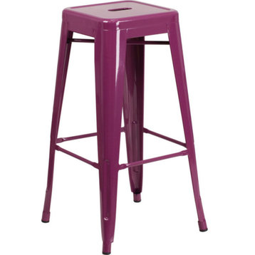 30" High Backless Purple Indoor Outdoor Barstool