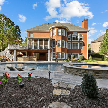 Basement With Exterior Pool & Porch Renovation