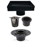 Serene Drains - Matte Black Tile Insert 5 Inch Square Drain With 2" ABS Flange And Hair Trap - SereneDrains Matte Black Tile Insert Square Shower Drain Bundle with 2" ABS Drain Flange & Hair trap.