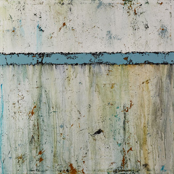 Large Blue Abstract Beach Painting for the Wall
