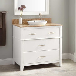 36" ZAREK MAHOGANY VANITY FOR SEMI-RECESSED SINK - WHITE - Bathroom Vanities And Sink Consoles