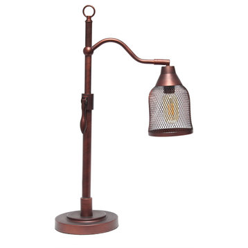 Lalia Home Vintage Arched Table Lamp With Iron Mesh Shade, Red Bronze