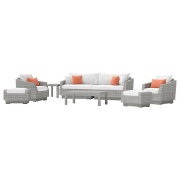 Cannes 8-Piece Sunbrella Outdoor Patio Sofa and Club Chair Seating Set, Cast Coral