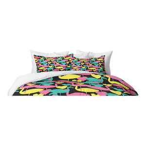 Deny Designs Zoe Wodarz Flamingo Loves Duvet Cover Queen