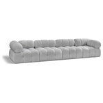 Meridian Furniture - Ames Boucle Fabric Modular Sofa, Grey, 4-Piece: 2 Armless Chair, 2 Corner Chair - Introduce a touch of modern sophistication to your living area with the exquisite Ames Boucle Fabric Sofa. With plush grey boucle fabric and unique design, it will elevate the visual appeal of your living space. This elegant and captivating sofa can be mixed and matched with other pieces from the collection to create an endless array of stunning looks. So, get ready to transform your living area into an inviting and stylish haven with the Ames Boucle Fabric Sofa.