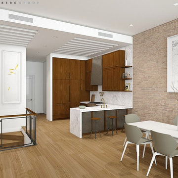 Contmeporary Kitchen in NYC Luxury Industrial Condo, Tribeca