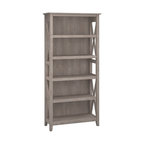 Bush Furniture Key West 5 Shelf Bookcase in Washed Gray