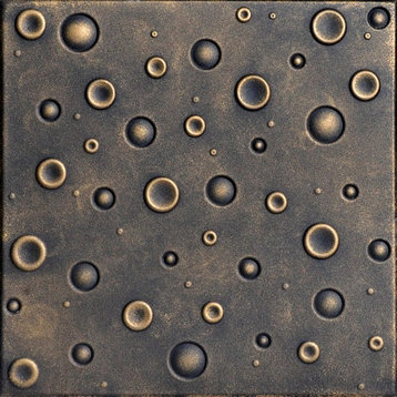 Bubbles, Styrofoam Ceiling Tile, 20"x20", #R07, Black Brass