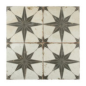 17.63"x17.63" Royals Estrella Ceramic Floor and Wall Tile, Set of 5, Nero