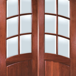 Arch True Divided 6-Lite Mahogany Double Door - Front Doors