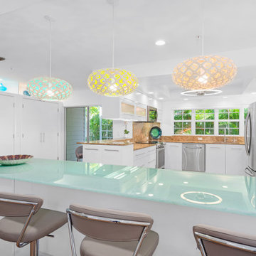 Modern Coastal Kitchen with Oversized Island — Bay Isles Longboat Key