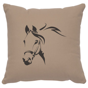 Image Pillow 16x16 Horse Profile Cotton Alabaster