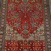 Consigned, Vintage Floral Hand Made Persian Worn Oriental Rug, Red, 9'7"x6'3"