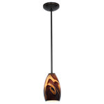 Access Lighting - Champagne Glass Rod Pendant- 28012-R, Champagne 1 Light Rod Pendant, Oil Rubbed Bronze/Inca, 5"x5"x9", Incandescent - 1 x 100w Incandescent E-26 Base Bulb (Bulb not included)