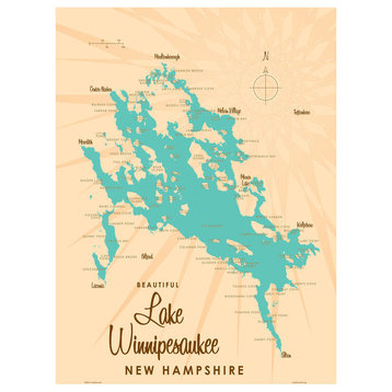 Lakebound Lake Winnipesaukee New Hampshire Map Art Print, 18"x24"