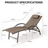 2PCS Outdoor Folding Reclining Chaise Lounge Chair, Brown