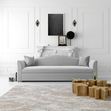 Vicious Velvets: Horatio Sofa in Silver Streak Linen