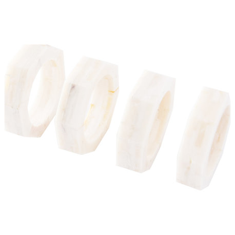 Resin Octagon Napkin Rings, Cream, Set of 4