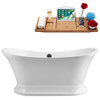 60" Streamline N200BL Soaking Freestanding Tub and Tray With External Drain