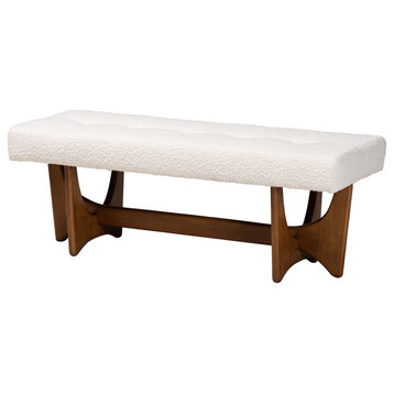 Alma Tufted Boucle and Walnut Bench
