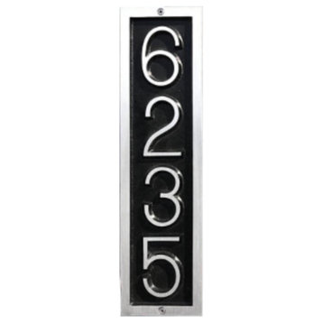 Traditional Vertical Rectangle Address Plaque, Times Font