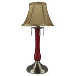 Urbanest - Urbanest Perlina Accent Lamp, Antique Brass and Ruby Red Base, Crystal Accent - Urbanest accent lamp with antique brass and ruby red metal base; includes shade in gold faux silk